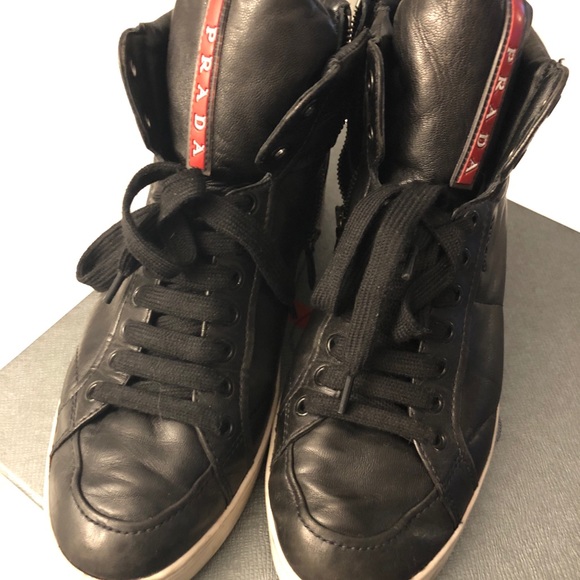 Prada | Shoes | Prada Womens Hi Top Sneakers | Poshmark